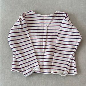 Zara Kids Red and Blue Striped Long Sleeve Tee
